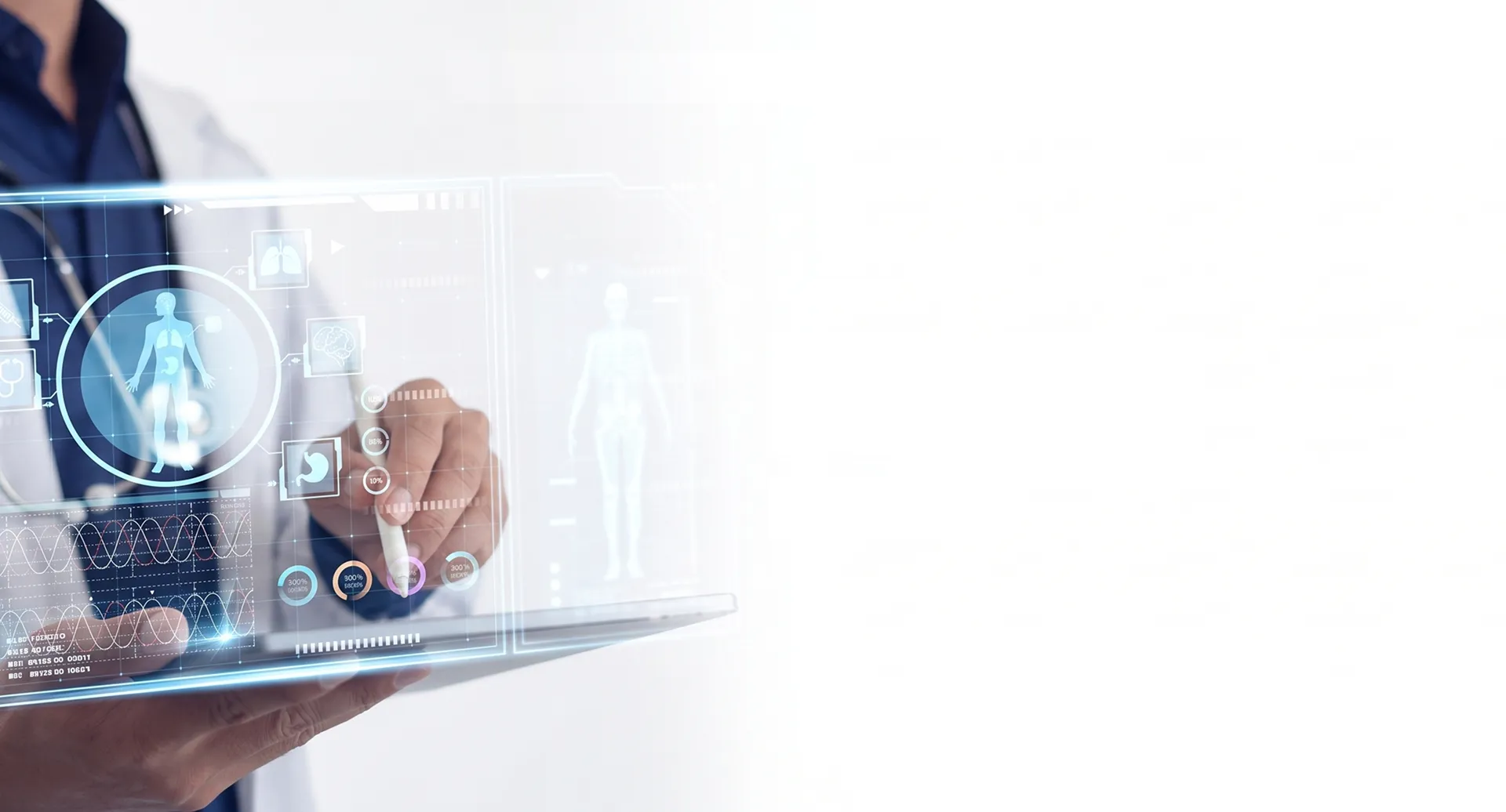 Doctor reviewing patient health data on a digital tablet